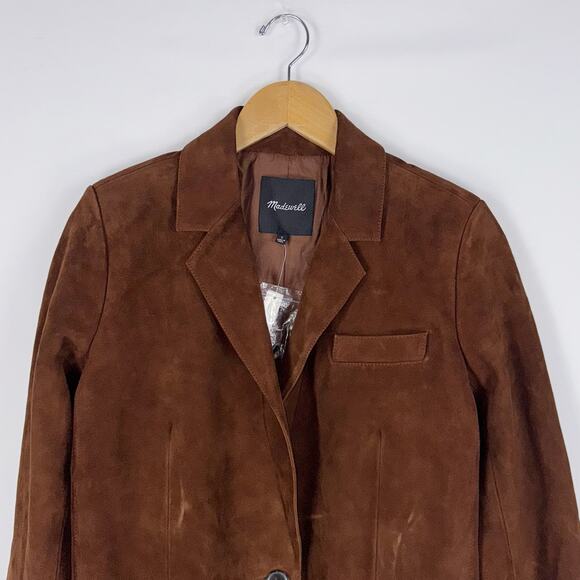 Madewell Women’s The Kline Leather Blazer Size 2 Soft Mohagany - Picture 5 of 16